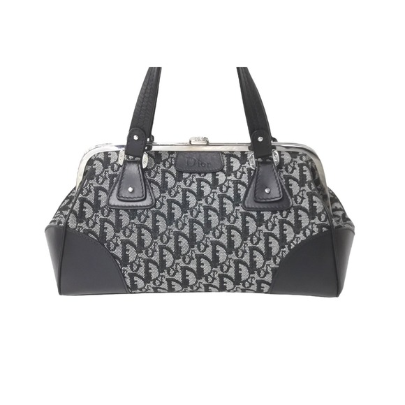 Dior Handbag Logo Leather Trotter Black Christian - Picture 1 of 8